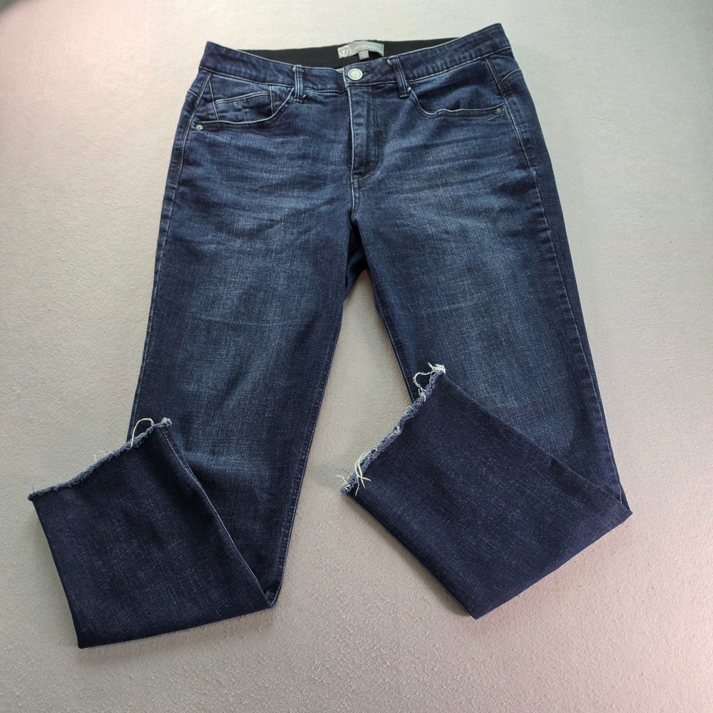 Wit & Wisdom Ab-Solution Straight Leg Jeans Dark Wash Raw Hem Womens 12